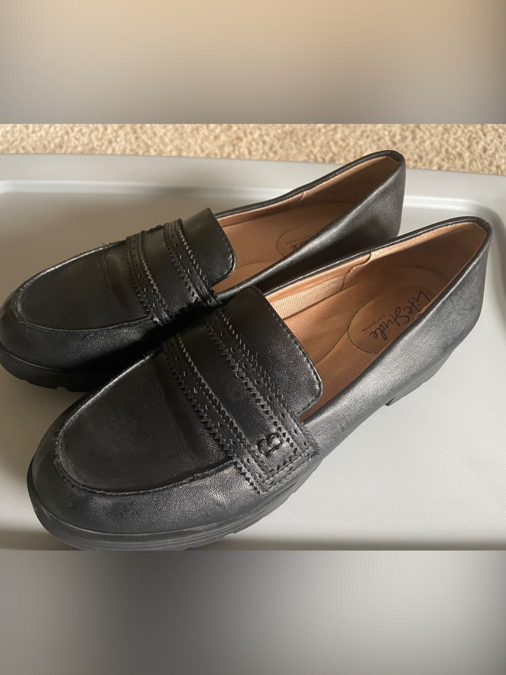 Life Stride Black Slip-On Penny Loafers Women’s size 8W